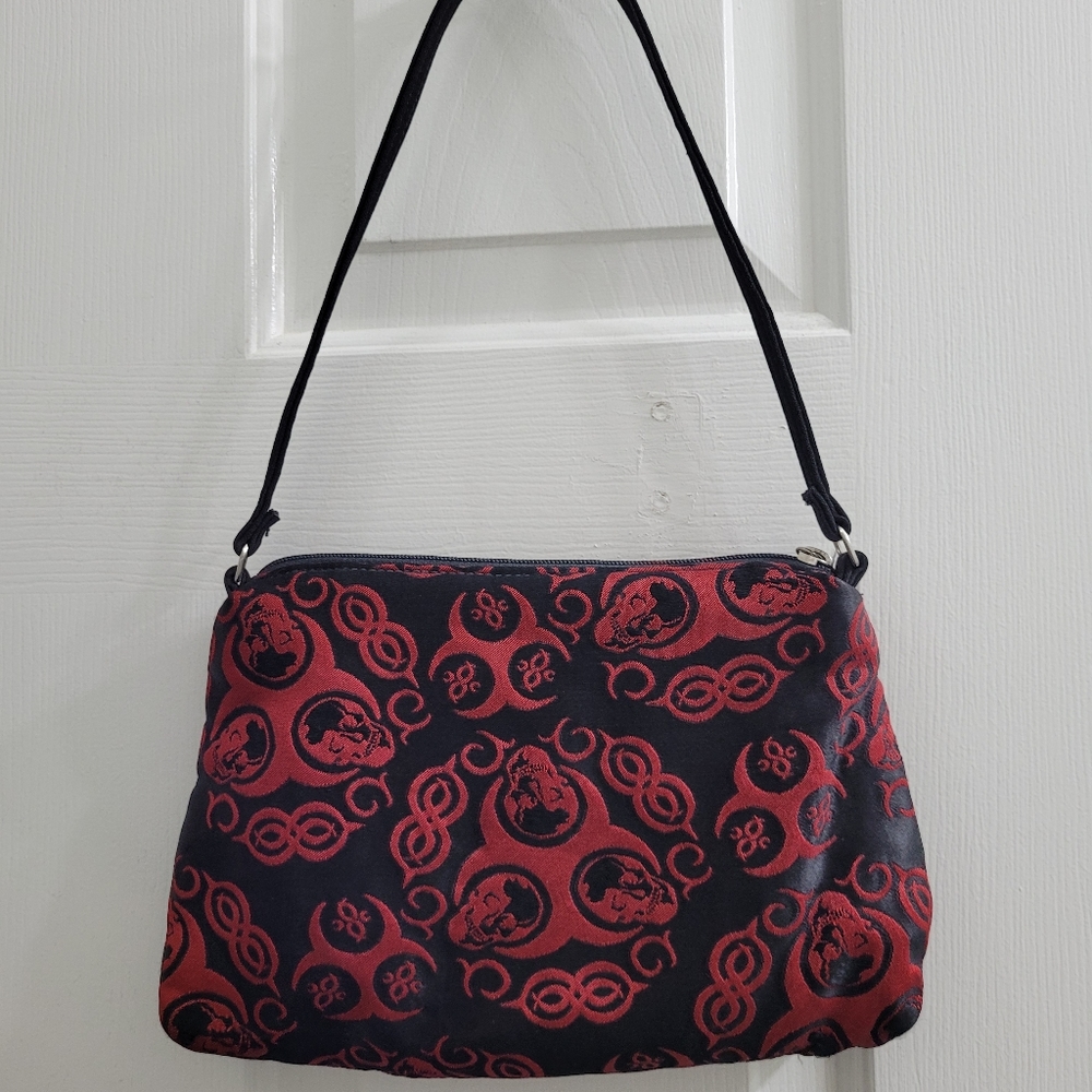 GALLIA Gothic red and black skull and biohazard vintage bag